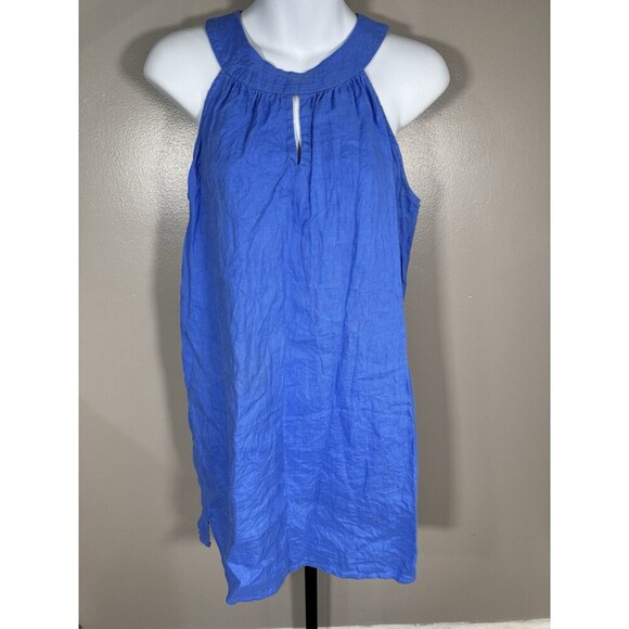 St. Tropez Dresses & Skirts - St. Tropez West 100% Linen Dress Blue Sleeveless Women's Sz Small